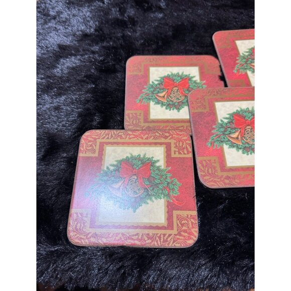 Pimpernel Christmas Coasters With Festive Wreath & Bells Design Set Of 6 - Picture 4 of 6